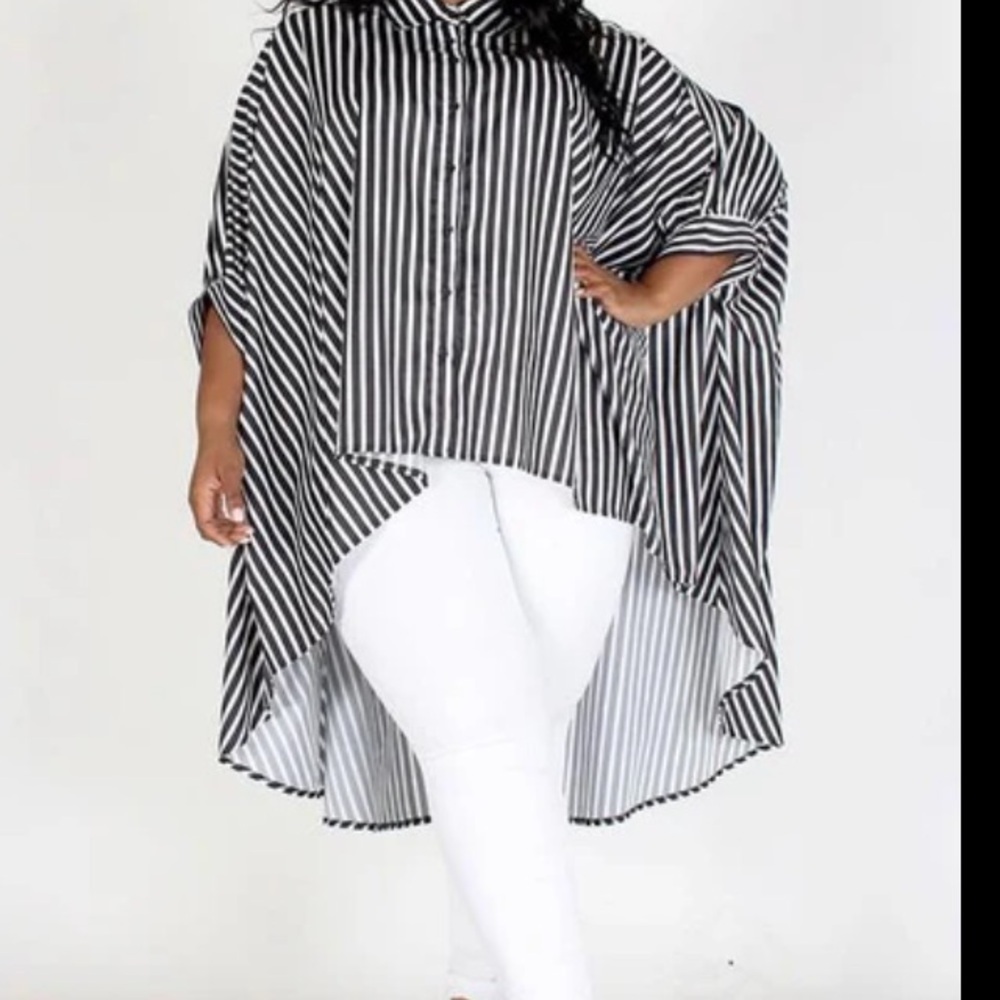 Striped Hem Sleeve Blouse, 1XL, grayish black, Preloved in great condition - Picture 3 of 3